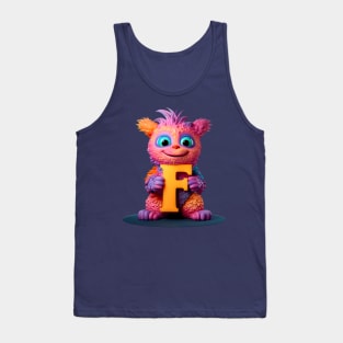 Cute Monster for Kids Alphabet Letter F Funny Back to School Tank Top